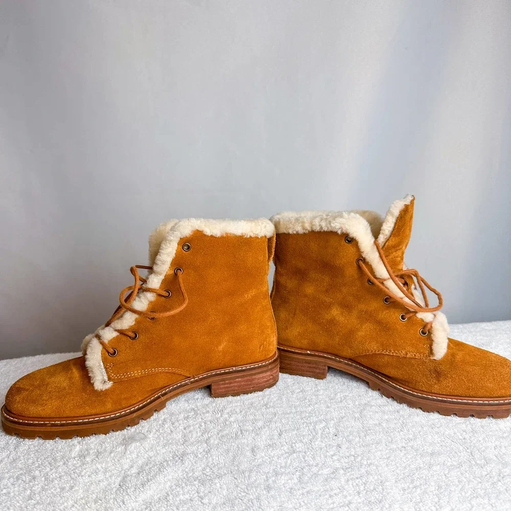 MADEWELL The Clair Lace-Up Boot in Shearling-Lined Suede - Picture 8 of 10